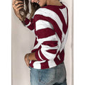 Color Block Striped V Neck Sweater for Women Long Sleeve Knit Pullover Jumper Tops by DailySale