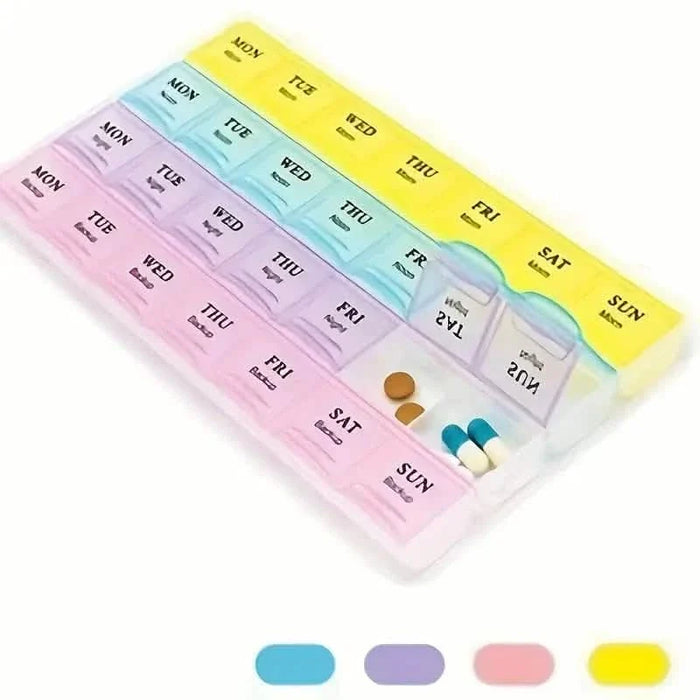 Colorful 28-Compartment Pill Organizer - Portable, Large Capacity Health Care Box by DailySale
