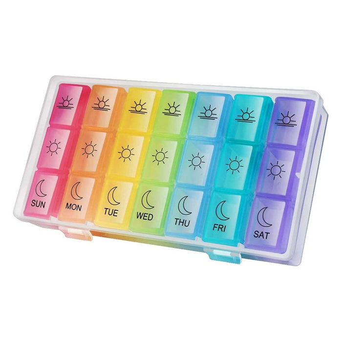 Colorful 3-Times Weekly Pills Vitamins Organizer With Large Compartments And Detachable Trays by DailySale