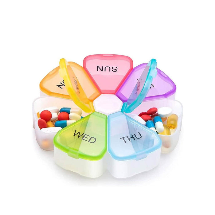 Colorful 7 Day Pills And Vitamins Organizer With Large Compartments by DailySale