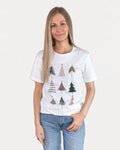Colorful Christmas Trees Graphic Tee - White by Boutique 23