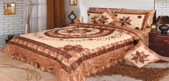 DaDa Bedding Floral Medallion Honeymoon Beige Brown Comforter Set, King, 5-Pieces (BM6123L) by DaDalogy Bedding Collection