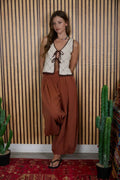 CONTRAST STITCH CROCHET KNIT FRONT TIE VEST by Boutique 23