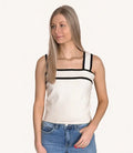 Contrast Sweater Tank Top - Taupe/Black by Boutique 23
