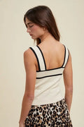 Contrast Sweater Tank Top - Taupe/Black by Boutique 23