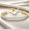 Copper Base with Plated Finish Synthetic Cubic Zirconia Inlay Adjustable Tennis Bracelet for Women by DailySale