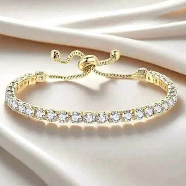 Copper Base with Plated Finish Synthetic Cubic Zirconia Inlay Adjustable Tennis Bracelet for Women by DailySale