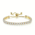 Copper Base with Plated Finish Synthetic Cubic Zirconia Inlay Adjustable Tennis Bracelet for Women by DailySale