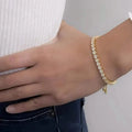 Copper Base with Plated Finish Synthetic Cubic Zirconia Inlay Adjustable Tennis Bracelet for Women by DailySale