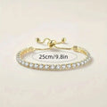 Copper Base with Plated Finish Synthetic Cubic Zirconia Inlay Adjustable Tennis Bracelet for Women by DailySale
