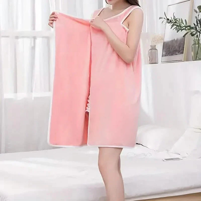 Coral Velvet Bath Towel Skirt Bow Sling Bathrobe by DailySale
