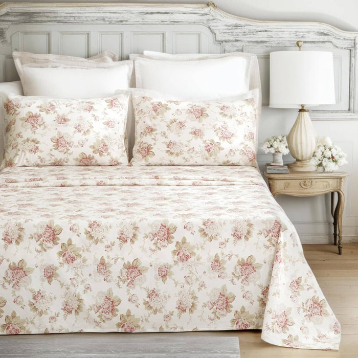 DaDa Bedding Hint of Mint Floral Cotton Flat Sheet Set by DaDalogy Bedding Collection