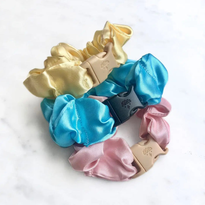 Cotton Candy - 3-Pack Vibrant Pastel Buckle Scrunchies Bundle - No Snagging, No Tangles by Buckle Scrunchies by RE.STATEMENT