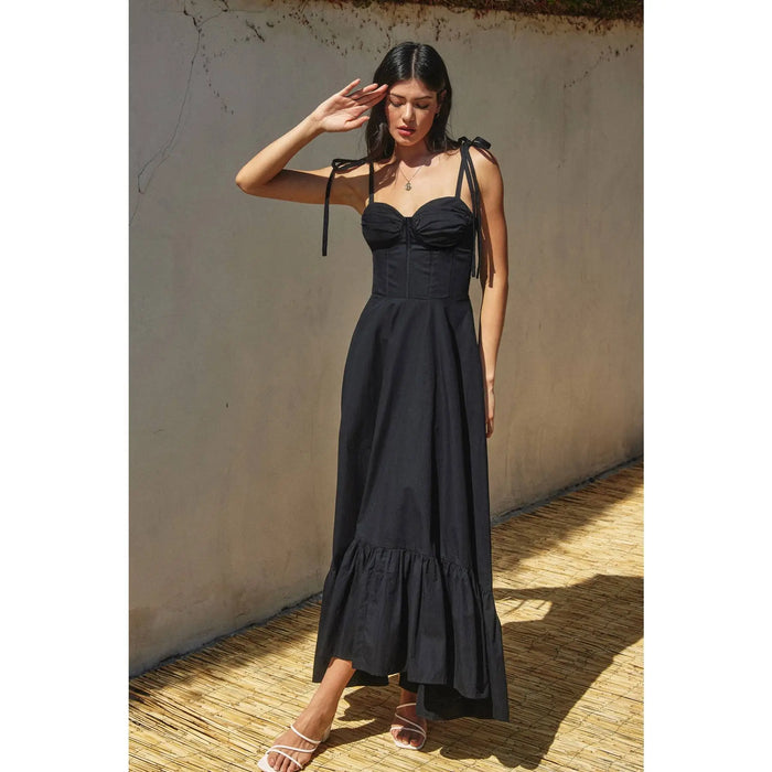 Cotton Poplin Ruched Detail Maxi Dress by Boutique 23