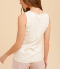 Cotton Slub Henley Tank Top - Cream by Boutique 23