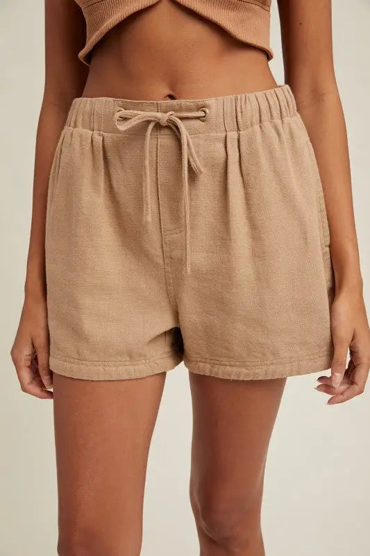 Cotton Twill Shorts - Mocha by Boutique 23
