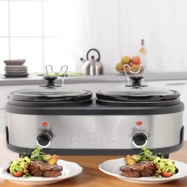 Courant 2.5 QT Double Slow Cooker - Stainless Steel by DailySale