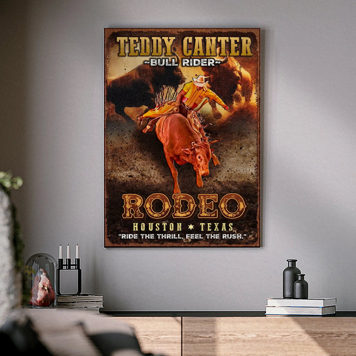 Cowboy Rodeo Bull Rider Sign by Tailored Canvases