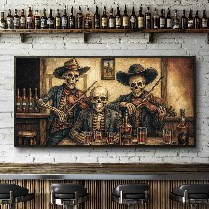 Cowboy Skeletons Western Bar Wall Art by Tailored Canvases