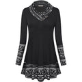 Cowl Neck Long Sleeve Patchwork Top by DailySale