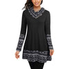 Cowl Neck Long Sleeve Patchwork Top