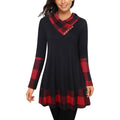Cowl Neck Long Sleeve Patchwork Top by DailySale