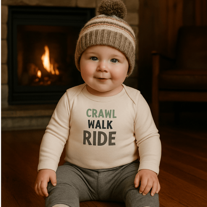 long sleeve graphic bodysuit | crawl walk ride by Finn + Emma