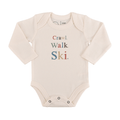 long sleeve graphic bodysuit | crawl walk ski by Finn + Emma