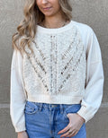 Cable Sweater Front Top - Oatmeal by Boutique 23