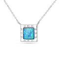 Created Blue Opal Sterling Silver Pendant Necklace by Fine Color Jewels