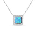 Created Blue Opal Sterling Silver Pendant Necklace by Fine Color Jewels