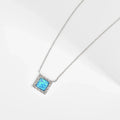 Created Blue Opal Sterling Silver Pendant Necklace by Fine Color Jewels