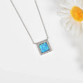 Created Blue Opal Sterling Silver Pendant Necklace by Fine Color Jewels