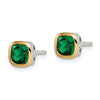 Created Emerald Square Stud Earrings