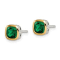 Created Emerald Square Stud Earrings by Fine Color Jewels