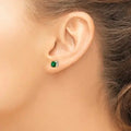 Created Emerald Square Stud Earrings by Fine Color Jewels