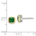 Created Emerald Square Stud Earrings by Fine Color Jewels