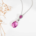 Created Pink Sapphire Teardrop Pendant Necklace by Fine Color Jewels
