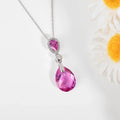 Created Pink Sapphire Teardrop Pendant Necklace by Fine Color Jewels