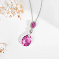 Created Pink Sapphire Teardrop Pendant Necklace by Fine Color Jewels