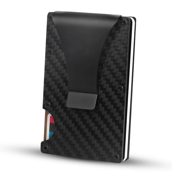 Credit Card Holder with Cash Clip Carbon Fiber RFID Blocking Scan for Men by DailySale