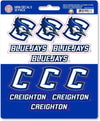 Creighton University Bluejays 12-Piece Mini Decal Sticker Set, 5x6 Inch Sheet, Gift for football fans for any hard surfaces around home, automotive, personal items