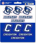 Creighton University Bluejays 12-Piece Mini Decal Sticker Set, 5x6 Inch Sheet, Gift for football fans for any hard surfaces around home, automotive, personal items by Fielders Choice