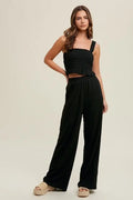 Crinkle Knit Tank - Black by Boutique 23