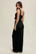 Crinkle Knit Tank - Black by Boutique 23