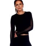 Cropped Long Sleeve Active Top w/ Mesh Detail by Boutique 23