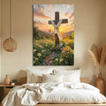 Cross and Flowers Faith Wall Art by Tailored Canvases
