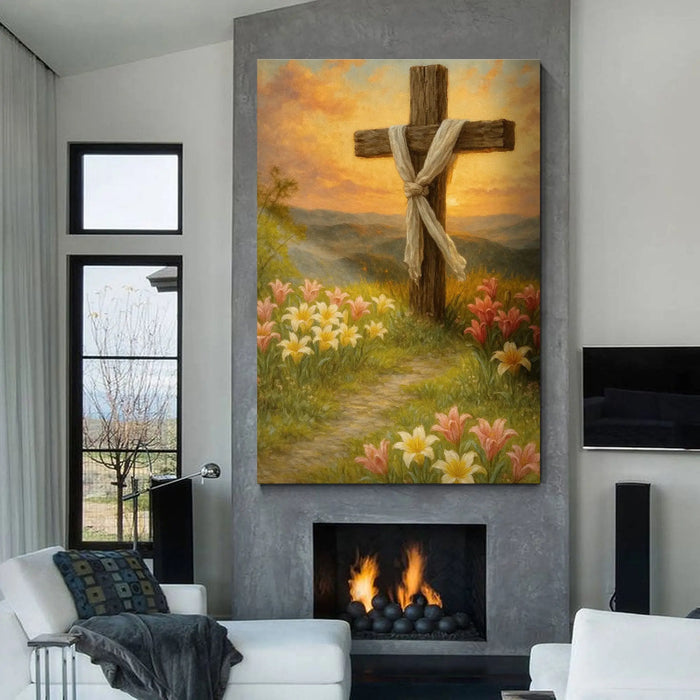 Cross and Flowers Faith Wall Art III by Tailored Canvases