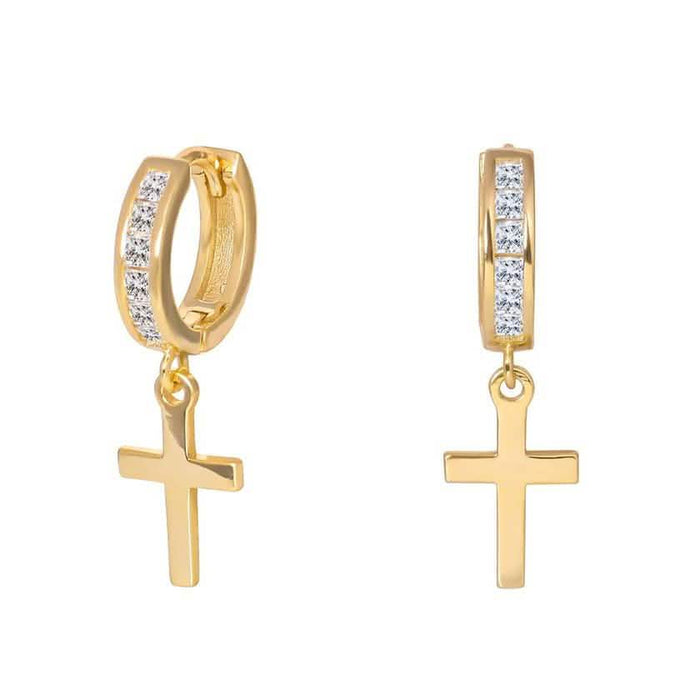 Cross Drop Huggies in Sterling Silver by DailySale