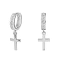 Cross Drop Huggies in Sterling Silver by DailySale